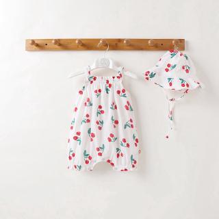 Bộ áo liền quần in hình quả cherry dễ thương cho bé gái