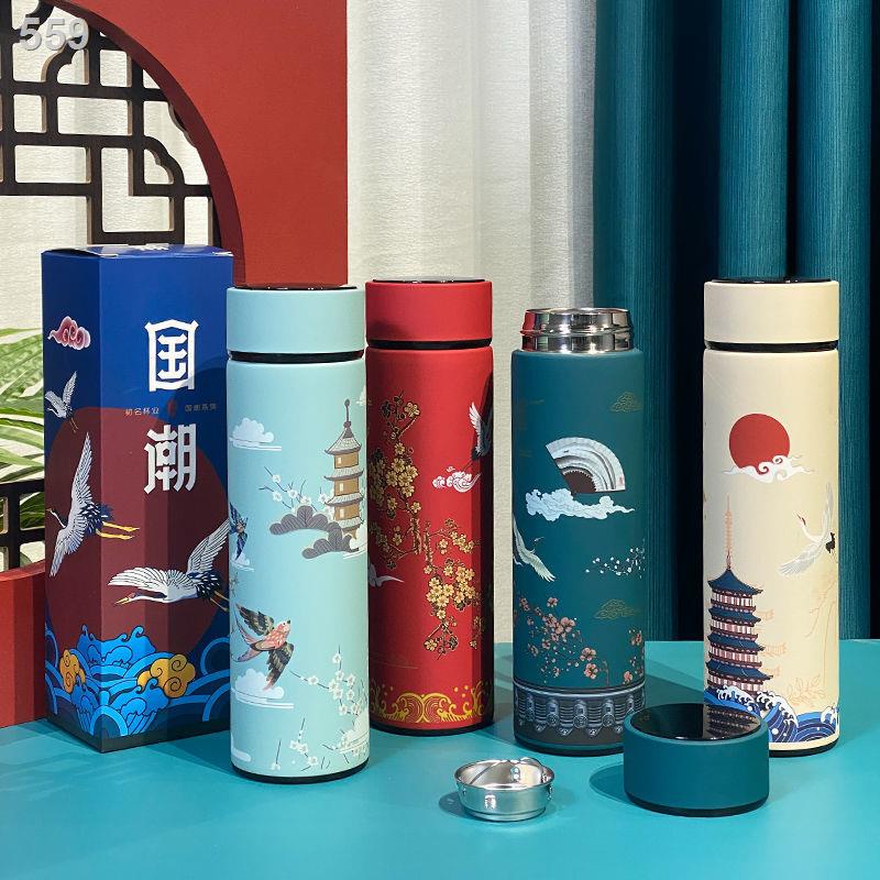 Cốc giữ nhiệt Guochao phong cách Trung Quốc thông minh với màn hình hiển thị độ theo xu hướng nam và nữ tách trà vă