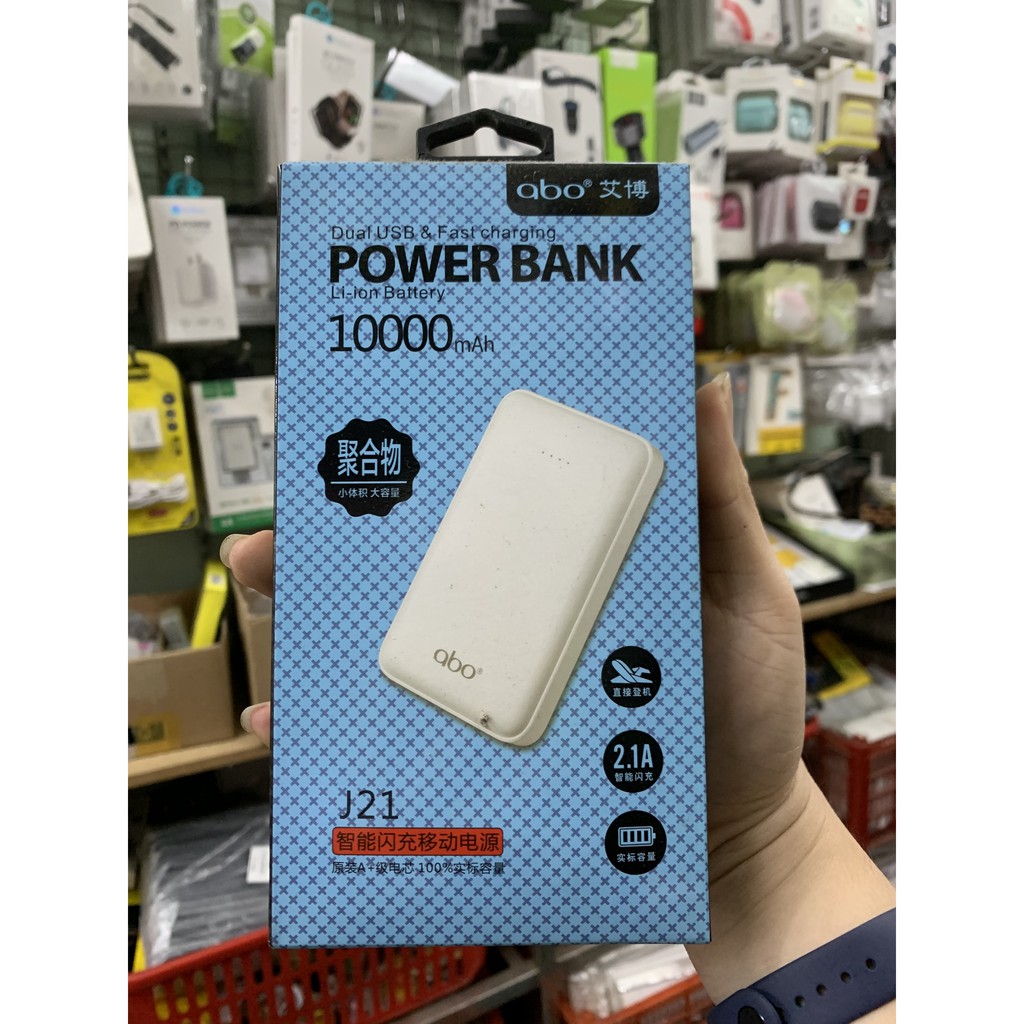 [ Giá siêu rẻ,chính hãng 100% ] PIN Sạc Dự Phòng Abo j21 dung lượng 10000mah - sạc nhanh , 2 cổng usb