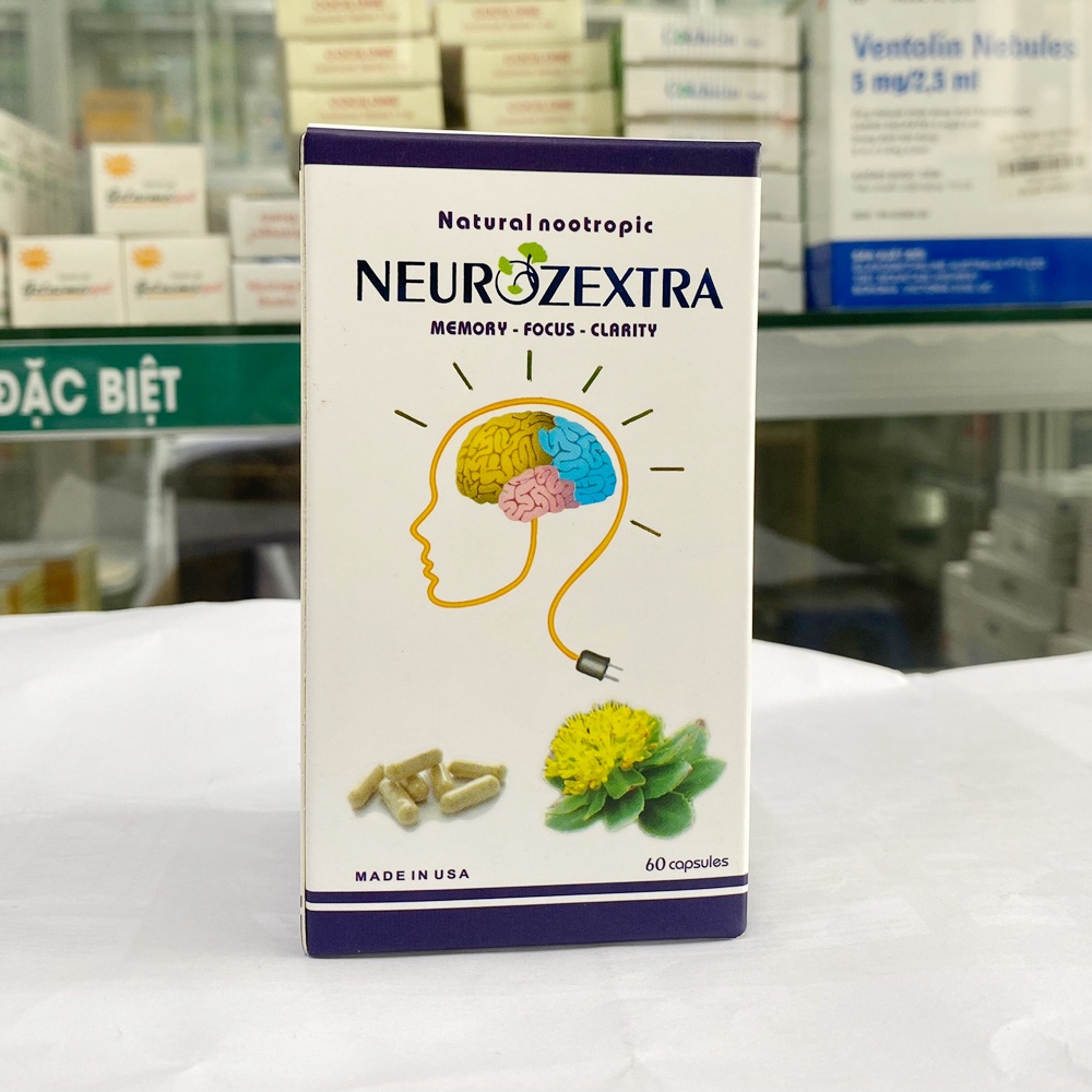 Viên uống Neurozextra của Mỹ Giúp Hỗ Trợ Cải Thiện Suy Giảm Trí Nhớ, Tăng Khả Năng Tập Trung Và Tư Duy - Hộp 60 Viên