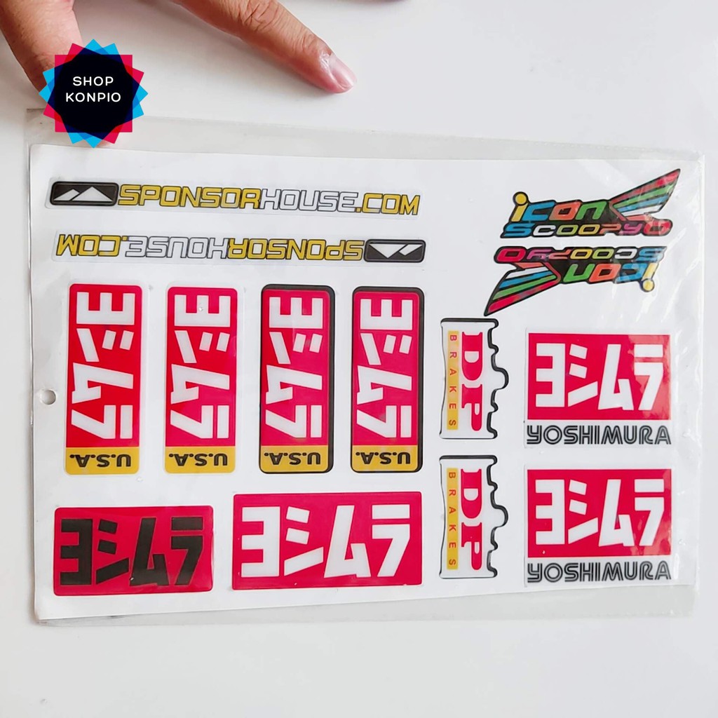 Bộ Tem Sticker Yoshimura Cao Cấp Dán Xe Máy, Ô Tô, Mũ Bảo Hiểm, Chống Thấm Nước, Chống Bay Màu