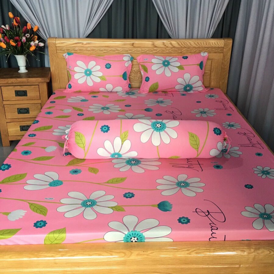 Bộ Drap Thun Hàn Quốc mát lạnh { 4 món } , chọn size/ màu , chất liệu thun Hàn Quốc mát mềm mát