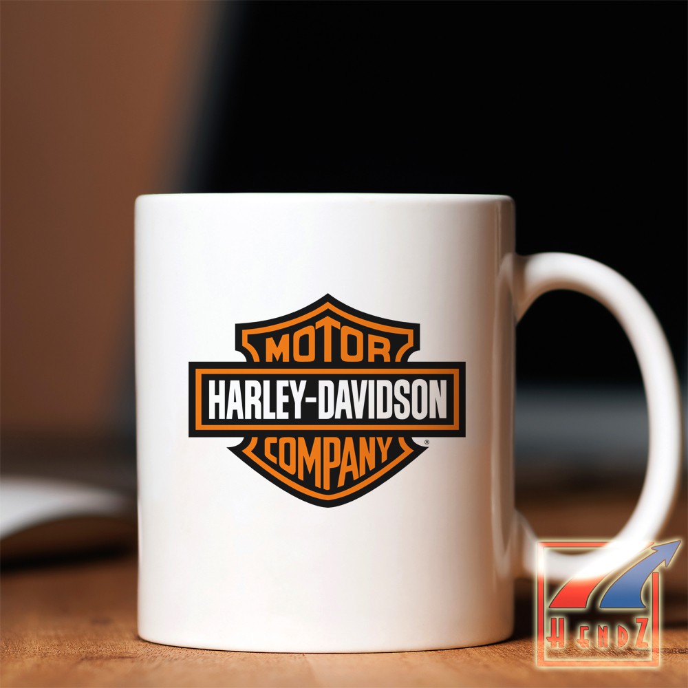 Ly Sứ Uống Nước In Logo Xe Harley Davidson Kính