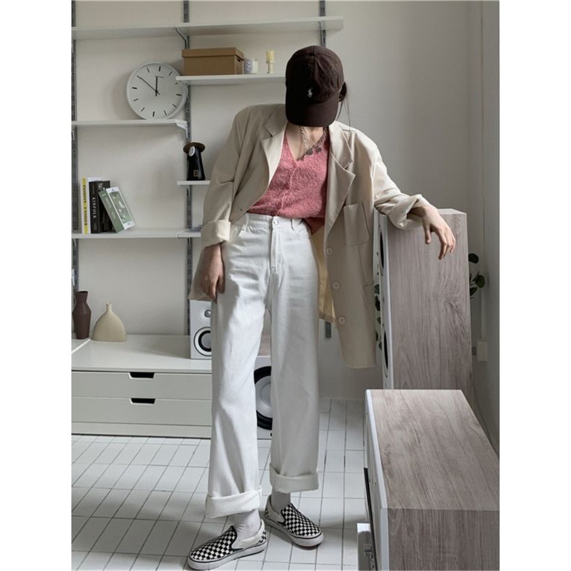 ORDER_Quần jeans trơn suông đứng hai màu đơn giản dễ phối đồ