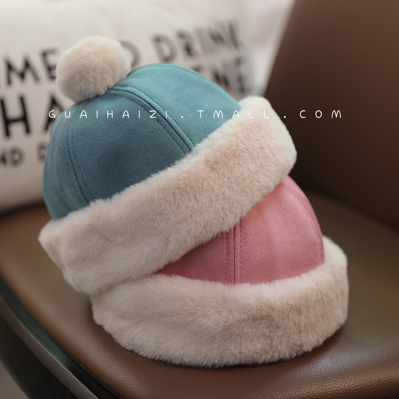 Mũ cotton dày dặn màu trơn đơn giản ấm áp thời trang dành cho em bé