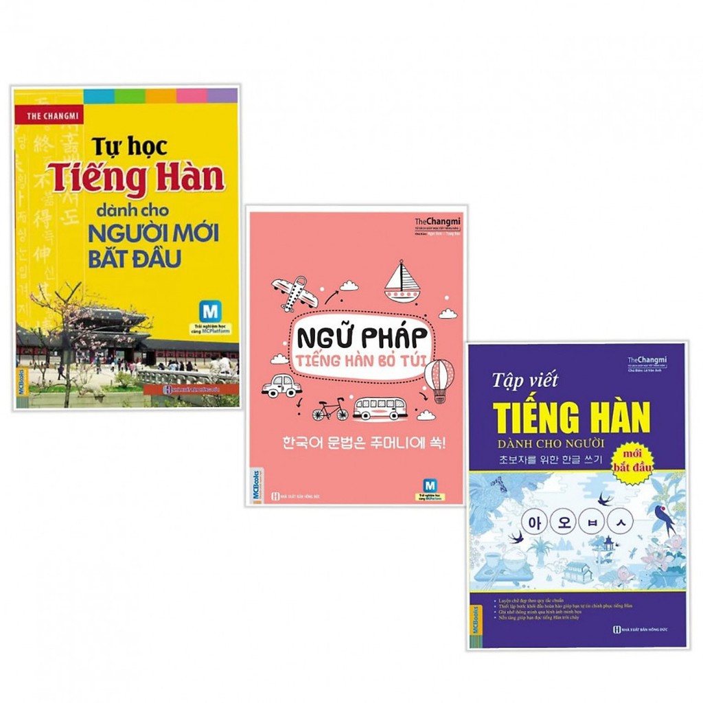 Sách - Combo Tự Học Tiếng Hàn Dành Cho Người Mới Bắt Đầu + Ngữ Pháp Tiếng Hàn Bỏ Túi + Tập viết tiếng Hàn