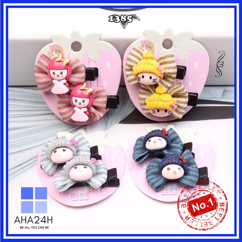 Kẹp tóc nữ ulzzang họa tiết hoạt hình đủ mẫuFREESHIPset cột tóc nhiều màu cute AH1385