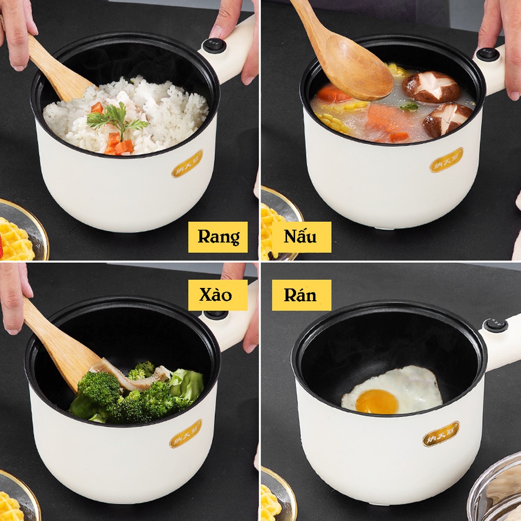 Nồi Điện Mini Đa Năng Có Khay Hấp Inox Dung Tích 1.8L Công Suất 600W Bảo Hành 6 Tháng