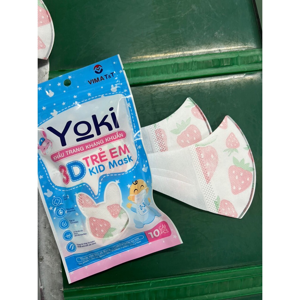 Khẩu trang kháng khuẩn 3D trẻ em Kid Mask YoKi từ 6 tháng đến 2,5 tuổi - 1 gói 10 cái