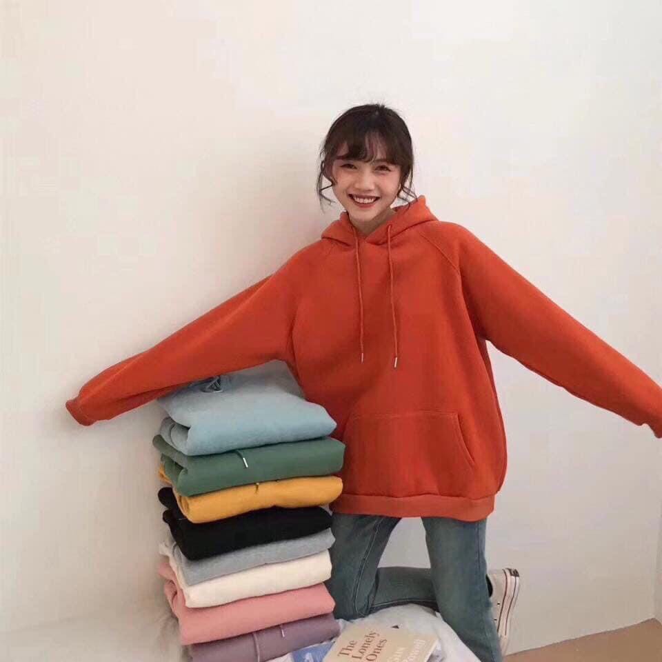 MS66 Áo hoodie trơn nỉ bông unisex oversize form rộng nam nữ dày dặn - DTL
