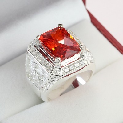 Nhẫn bạc nam mặt đá đỏ hình hổ sang trọng NNA0105 Trang Sức TNJ
