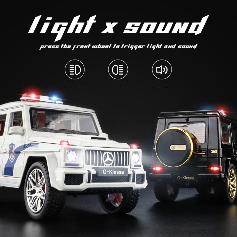 Mô Hình Xe Cảnh Sát Mercedes Benz G63 Tỉ Lệ 1: 24 Bằng Hợp Kim Có Đèn Và Nhạc