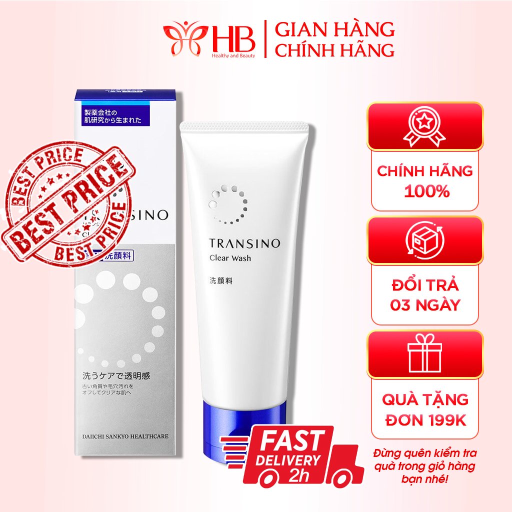 Sữa rửa mặt trắng da Transino Clear Wask 100g dưỡng trắng giảm thâm nám tàn nhang hiệu quả