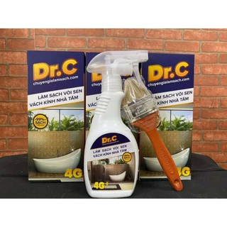 Nước tẩy DR.C 4G làm sạch vòi sen, bồn rửa bát, vách kính nhà tắm tẩy cặn Canxi tặng kèm chổi cọ dung tích 300ml