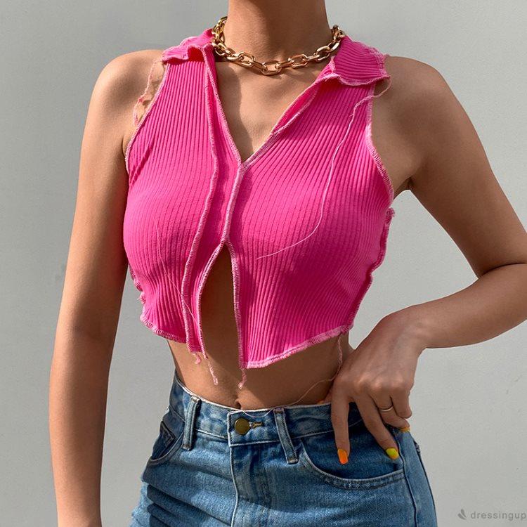 Áo Hai Dây Cổ Chữ V Màu Trơn Cá Tính Dành Cho Nữ | BigBuy360 - bigbuy360.vn