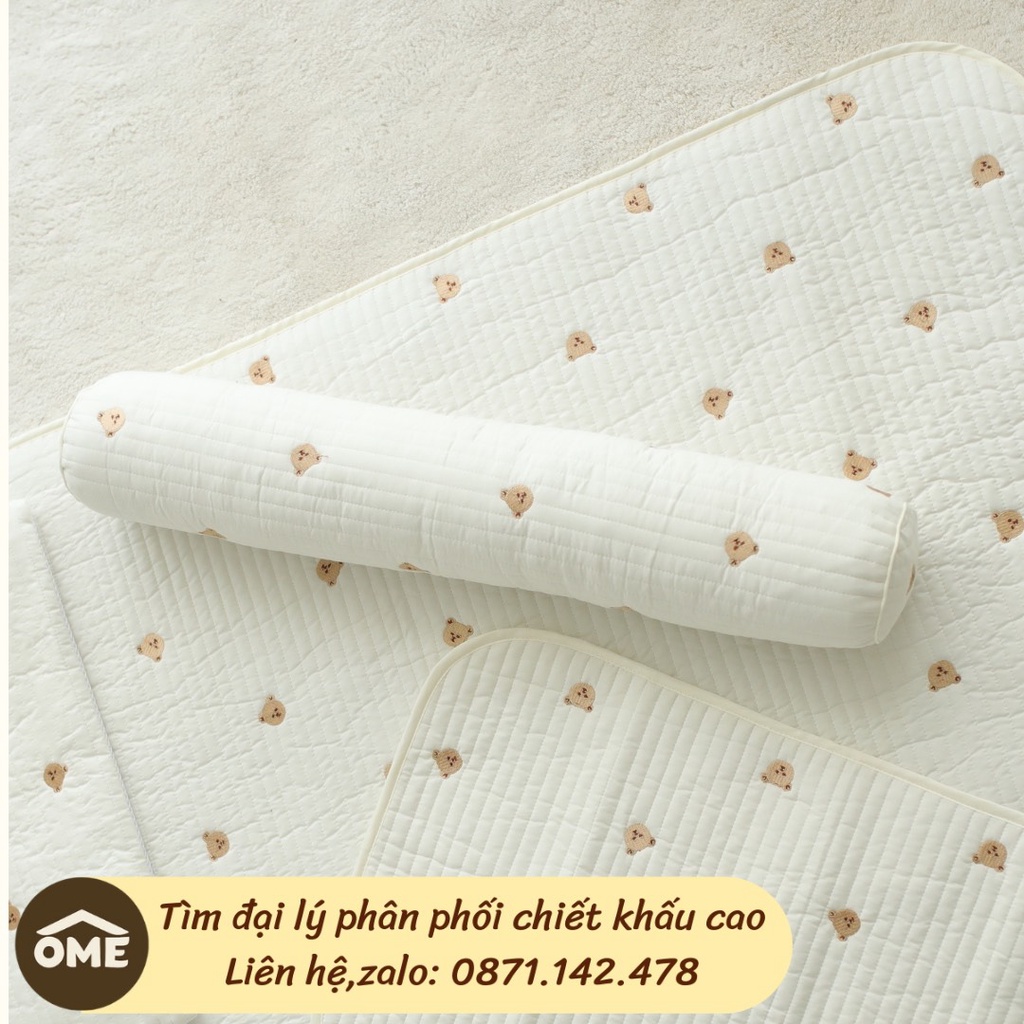 Gối ôm vải cotton Hàn chần bông thêu OME