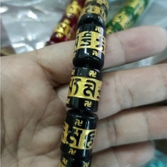 Hạt lu thống trụ in chữ vàng đá thủy tinh