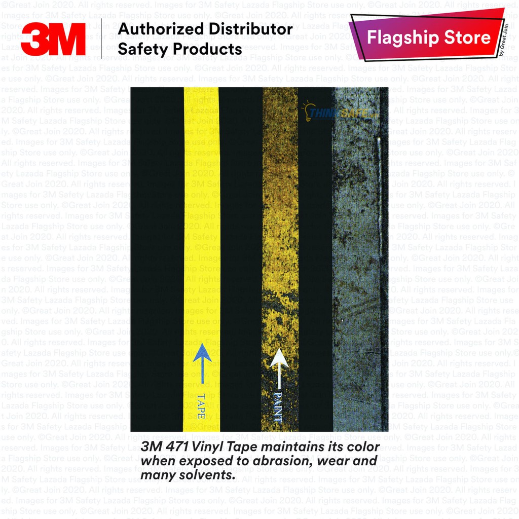 Băng keo dán nền 3M 764 cảnh báo màu vàng chuyên dùng dán cảnh báo phân ô phân làn (50mm X 32,9m)