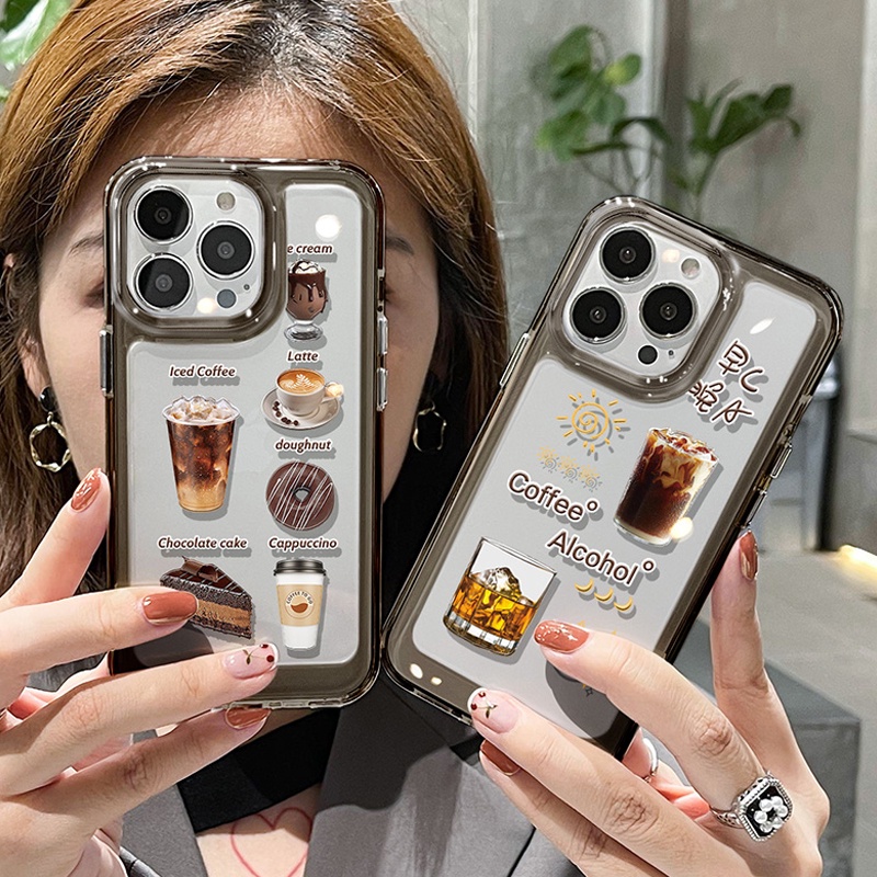 Ốp Điện Thoại DecoPhone Acrylic tpu acrylic Trong Suốt Hình Hạt Cà Phê Cho iphone 6s 7 8 plus x xs xr 11 12 13 14 15 max pro