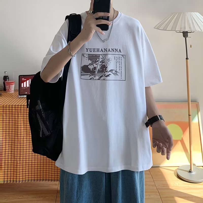 Áo Thun Tay Ngắn Dáng Rộng In Họa Tiết Hoạt Hình Phong Cách Hip Hop Thời Trang Mùa Hè Cho Nam Và Nữ size M-8XL