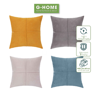 Vỏ gối tựa sofa vuông vải suede cao cấp Ghome, vỏ gối vuông da lộn trơn màu mềm mại sang trọng VG21M2