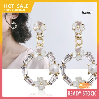 1 Đôi Bông Tai Hình Hoa Đính Ngọc Trai Nhân Tạo Thời Trang Cho Nữ