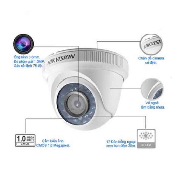 Camera Hikvision DS-2CE56C0T-IRP , Camera dành cho đầu ghi-Cảm biến High-Performance CMOS 1MP , 1280x720@25fps | BigBuy360 - bigbuy360.vn