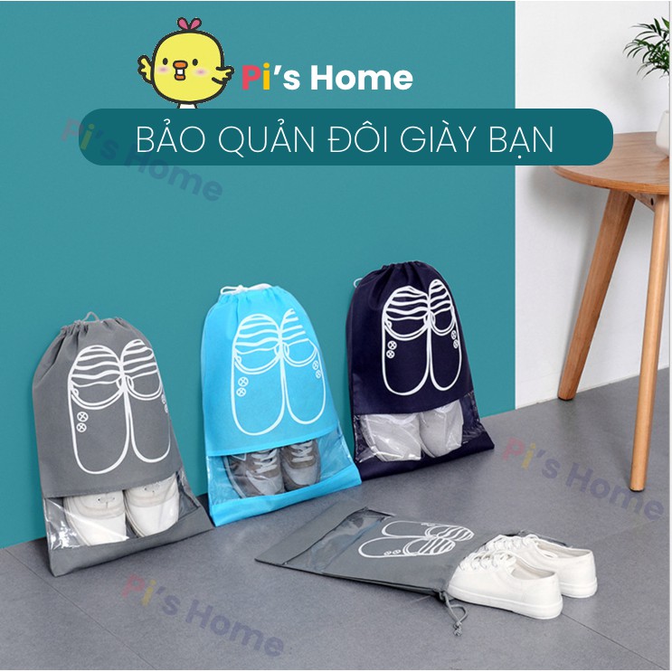 Túi đựng giày dép vải dù dây rút cao cấp, bảo quản chống ẩm mốc, bỏ vừa vali du lịch