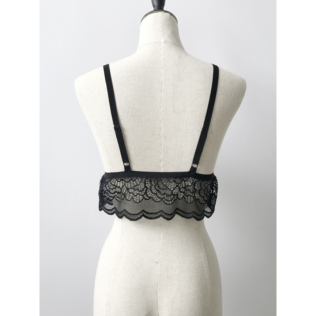 ☛☏❤Women Floral Sheer Lace Triangle Bralette Unpadded Bra Crop Top Strappy Lingerie | BigBuy360 - bigbuy360.vn