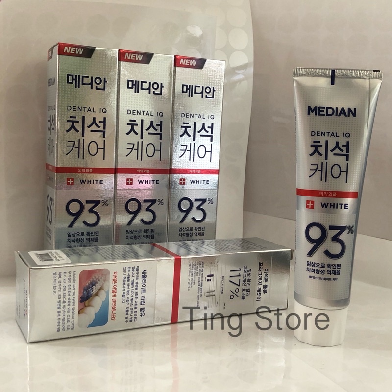 Kem đánh trắng răng Hàn Quốc Median Dental 93 màu đỏ hỗ trợ làm trắng răng đánh bay mảng bám trên răng