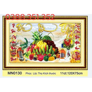 tranh thêu chữ thập mâm ngủ quả kt 120x75cm