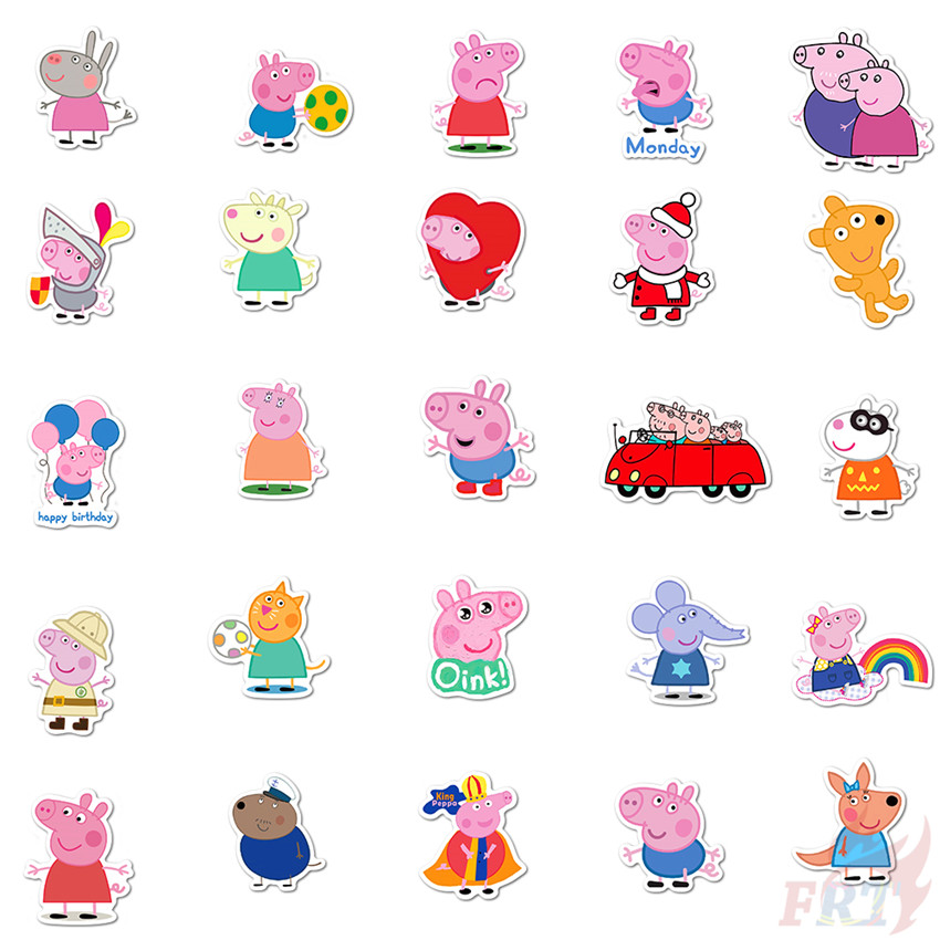 Bộ 100 miếng sticker hình nhân vật phim hoạt hình TV Peppa Pig Series A chống nước thời trang tự thiết kế