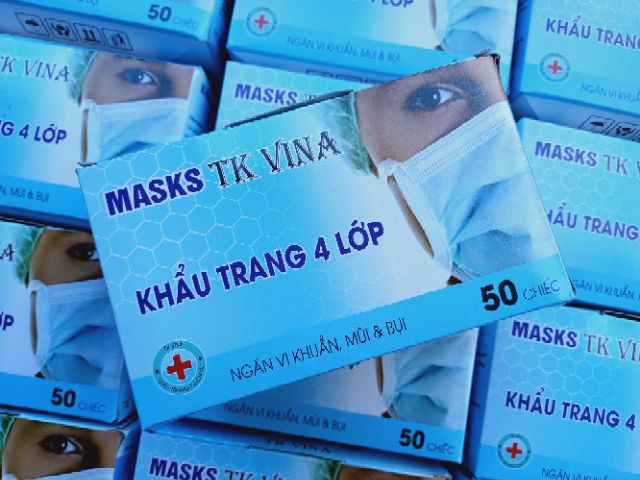 [ HÀNG ĐẠT CHUẨN ] Hộp 50 Cái Khẩu Trang Y Tế 4 Lớp TK VINA - CHẤT LƯỢNG NHẬT BẢN