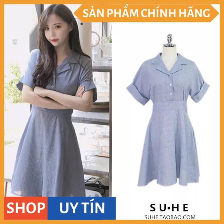 Đầm xoè cổ vest tay ngắn,thiết kế kiểu cổ điển quốc dân dễ thương, xinh đẹp tại Thời Trang VADA (Đ256)