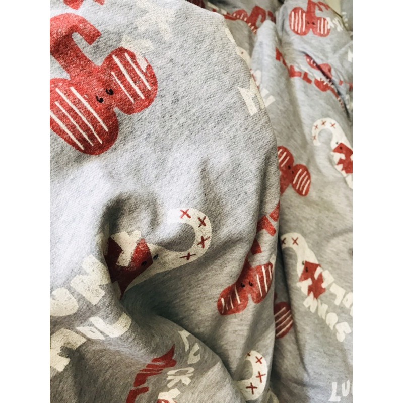 Vải thun cotton da cá Hàn 2c hình voi