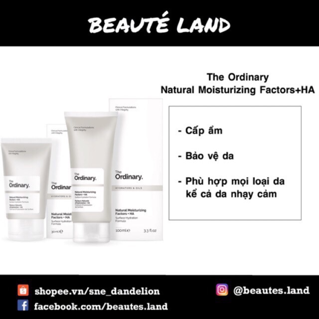 Kem dưỡng ẩm The Ordinary Natural Moisturizing Factors HA