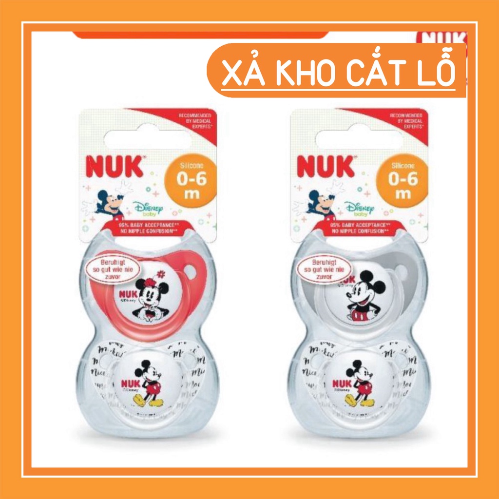 Bộ 2 ti giả NUK Sleeptime silicone 0-6m (Mickey Plus) 0-6m - NU31886 FLASH SALE