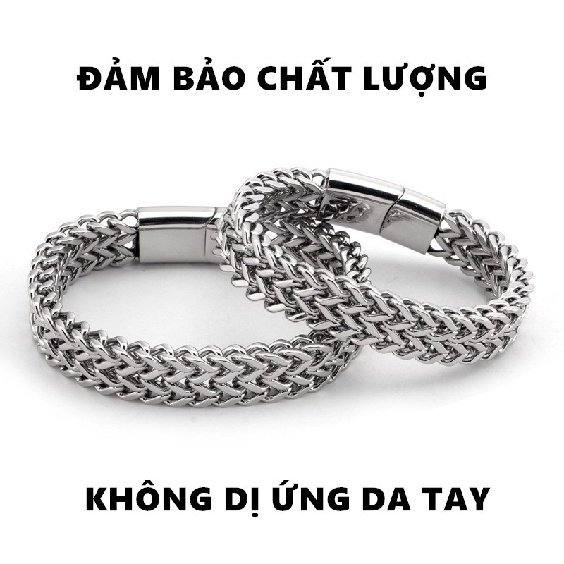 [Hàng đẹp] Vòng đeo tay/lắc tay nam dây xích bằng thép titan 316L cao cấp khóa cài nam châm đảm bảo chất lượng tuyệt đối