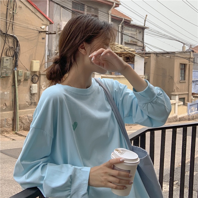 Áo thun nữ SUXI dài tay cổ tròn in chữ thời trang