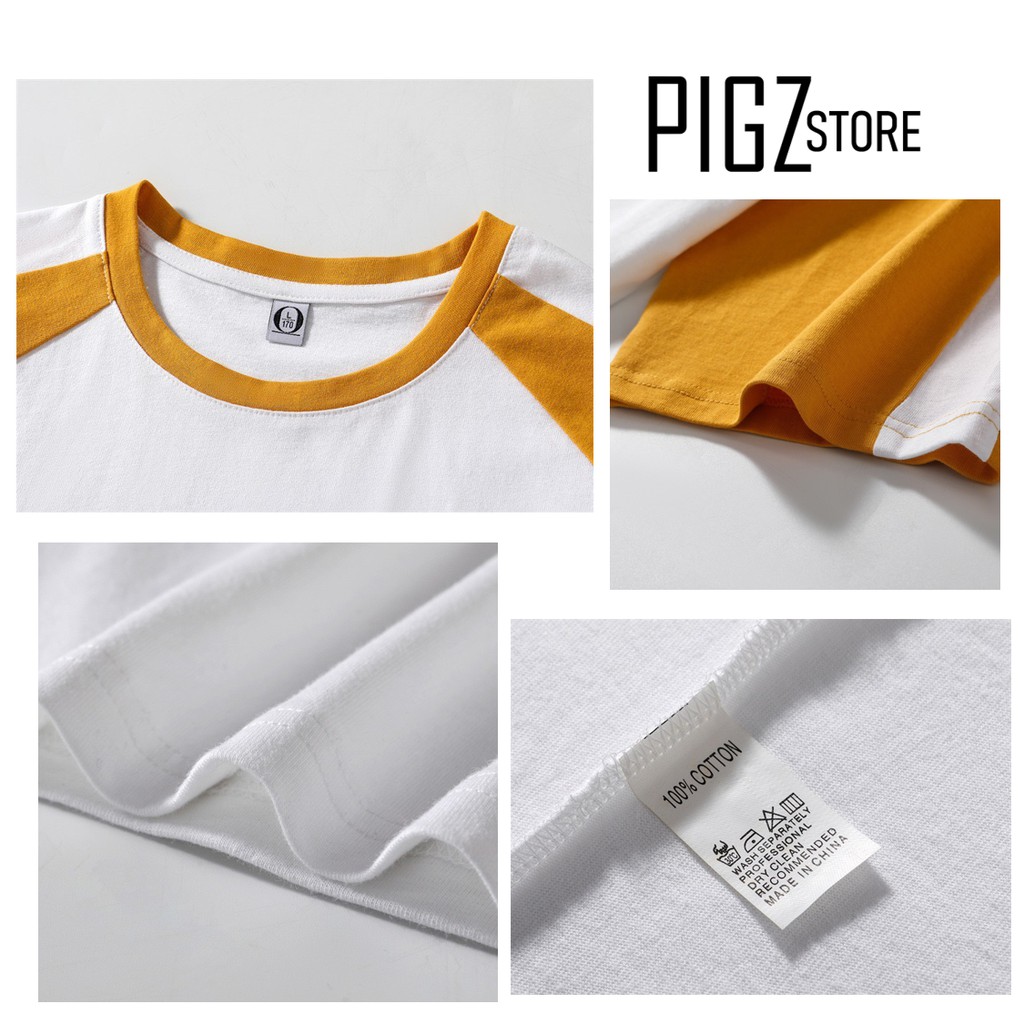 Áo Thun Tay Lỡ Unisex Tay Phối Màu cực đẹp ATN003 PigZStore. Áo thun cộc tay vải cotton thoáng mát mềm mịn