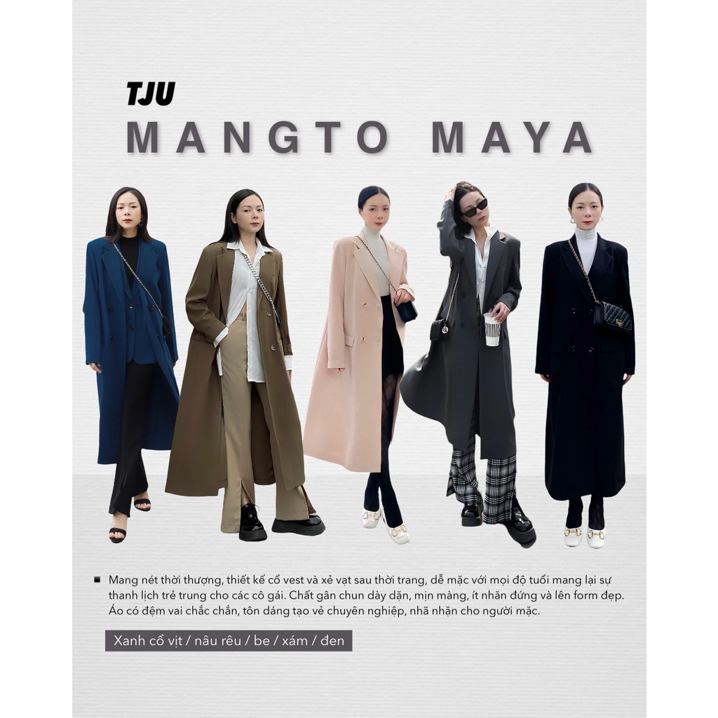 Áo khoác dáng dài Mangto vải gân chun 1 lớp cá tính MAYA (TJU thiết kế)