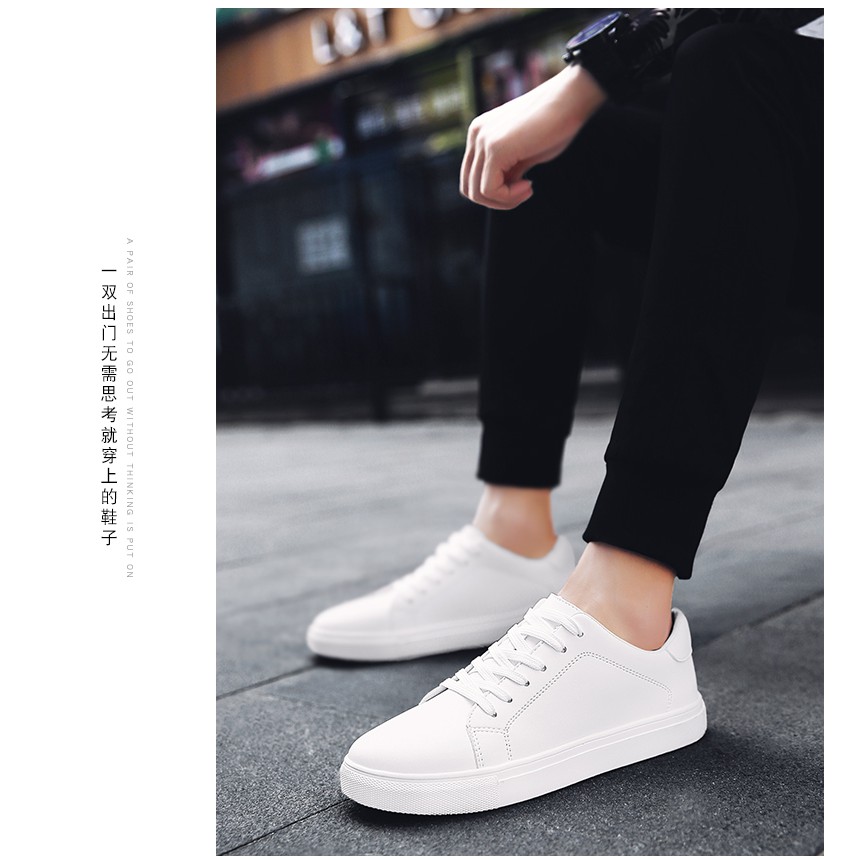 Giày Sneaker Nam thể thao màu trắng cổ cao cho học sinh phong cách Hàn Quốc TAKUTA mã TT