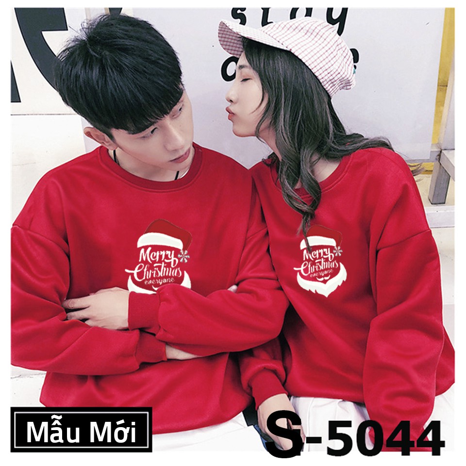 Áo Sweater Đỏ Merry Christmas tay dài unisex nam nữ Noel giáng sinh