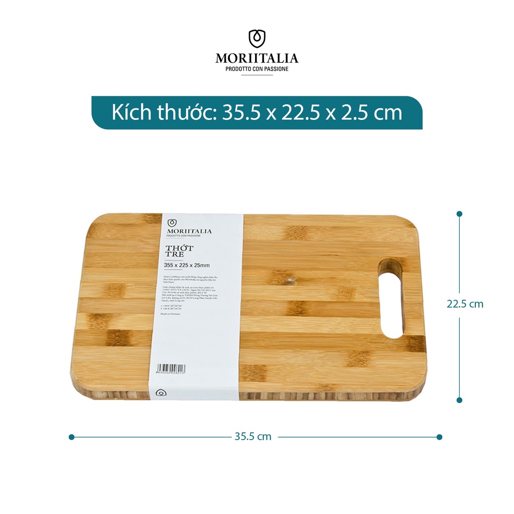 Thớt tre Moriitalia 35.5x22.5cm an toàn tiện dụng kháng khuẩn cực tốt với hai mặt tiện lợi THOT00008013