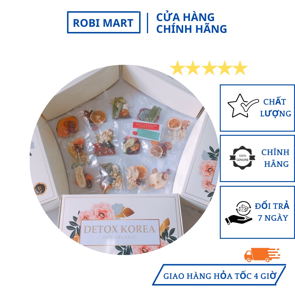[SET VIP] 30 gói trà detox Robimart - Tặng kèm hộp, bình 1L, mật ong