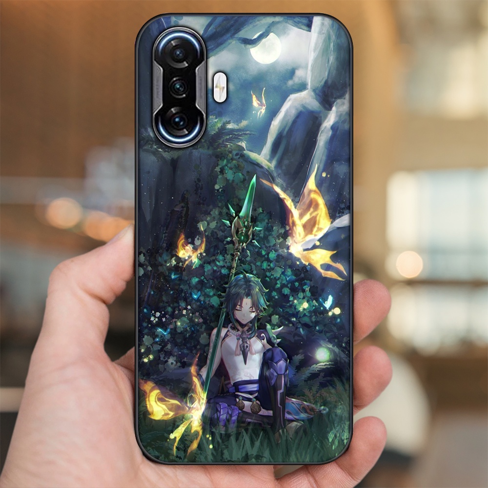 Ốp lưng Xiaomi K40 Gaming viền đen in hình Xiao Genshin Impact