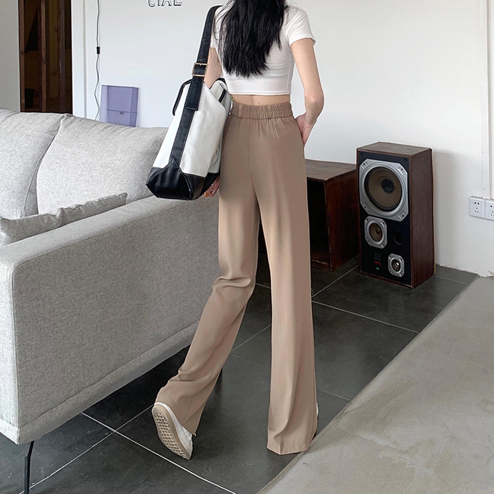 Quần Dài Lưng Cao Co Giãn Thiết Kế Xẻ Tà Thời Trang Mùa Hè 50090