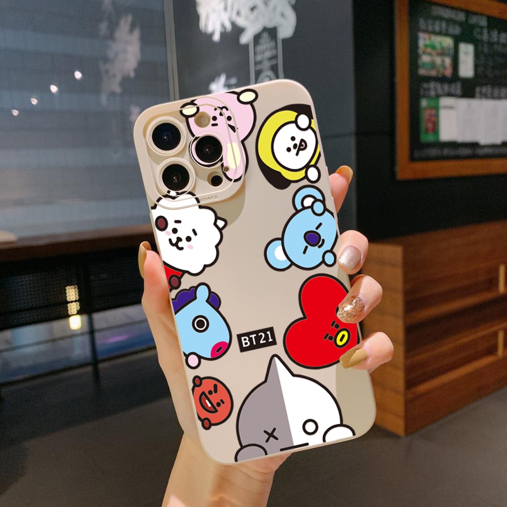 Ốp Điện Thoại Viền Vuông In Hoạt Hình BT21 Cho OPPO A16 A15 A16E A16k A95 Reno6 Z 5G A94 A54 A74 4G A53 A76 A96 4G A12 A5S A7