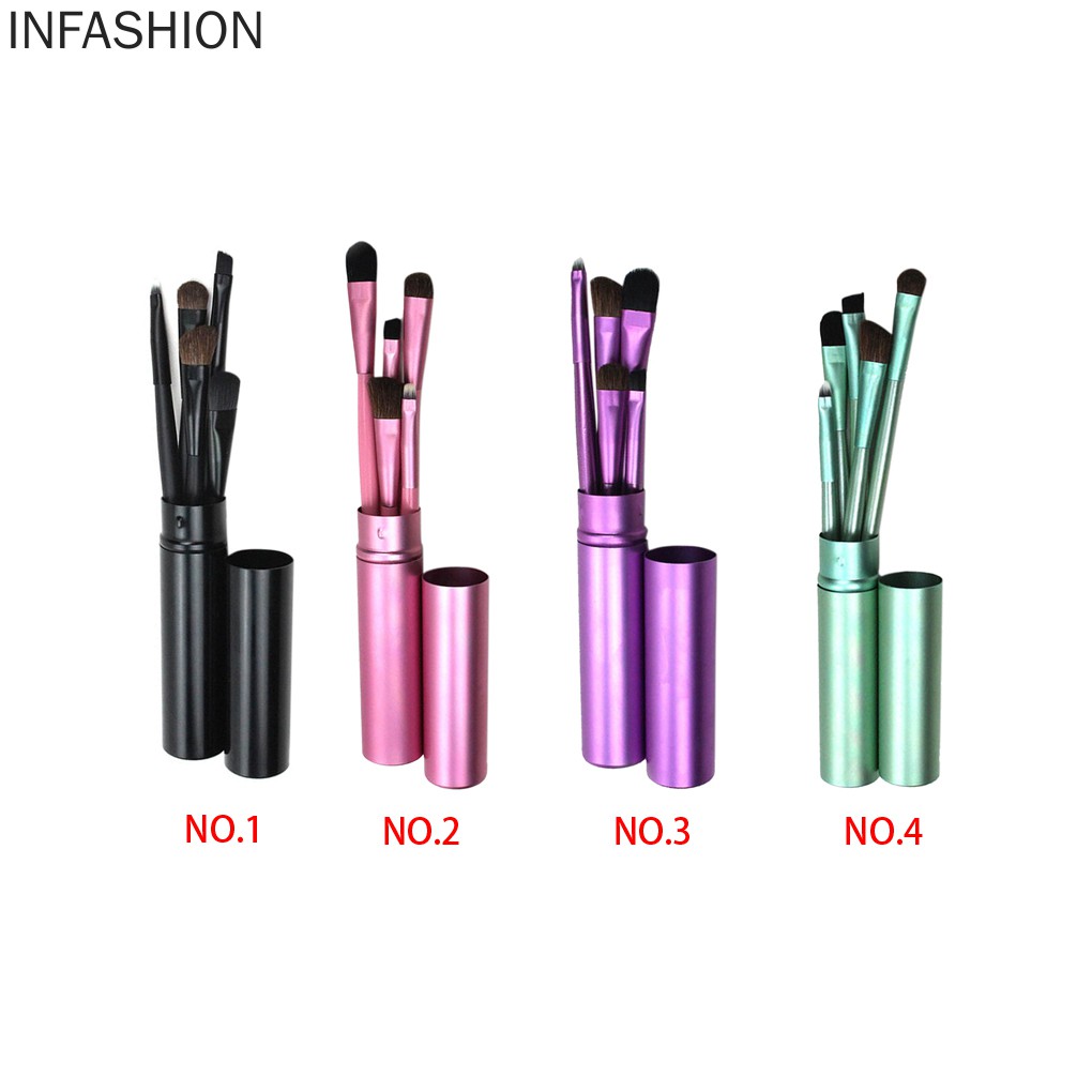 (Hàng Mới Về) Set 5 Cọ Trang Điểm Kèm Ống Đựng Tiện Dụng