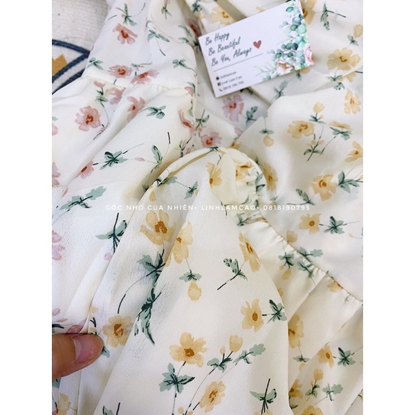 Váy Babydoll Hoa Nhí Vintage 2 Lớp Dáng Dài